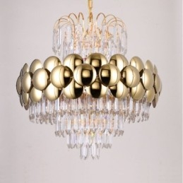 Plafoniera cu pandantiv din cristal galvanizat cu Aur Plafoniera decorativă de lux 60cm