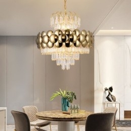 Plafoniera cu pandantiv din cristal galvanizat cu Aur Plafoniera decorativă de lux 60cm