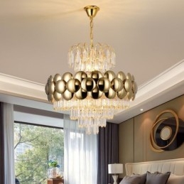 Plafoniera cu pandantiv din cristal galvanizat cu Aur Plafoniera decorativă de lux 60cm