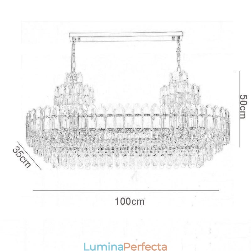 Plafoniera Decrativa de lux dreptunghiulara de cristal 100cm
