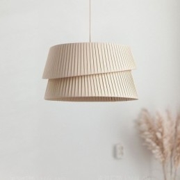 Lampă suspendată în stil crem franțuzesc Lampă de tavan cu abajur din material textil cu două straturi
