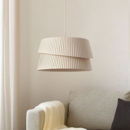 Lampă suspendată în stil crem franțuzesc Lampă de tavan cu abajur din material textil cu două straturi