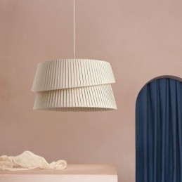 Lampă suspendată în stil crem franțuzesc Lampă de tavan cu abajur din material textil cu două straturi