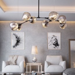Plafoniera nordică, modernă, galvanizată, cu abajur din vitraliu