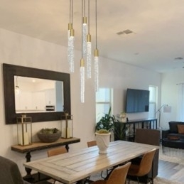 Plafoniera cu coloană din cristal de cupru