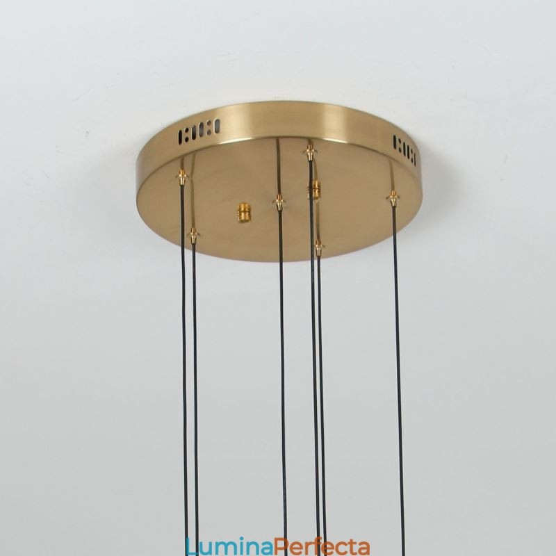 Plafoniera cu coloană din cristal de cupru