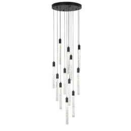 Plafoniera cu coloană de cristal neagră