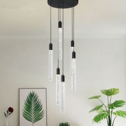 Plafoniera cu coloană de cristal neagră