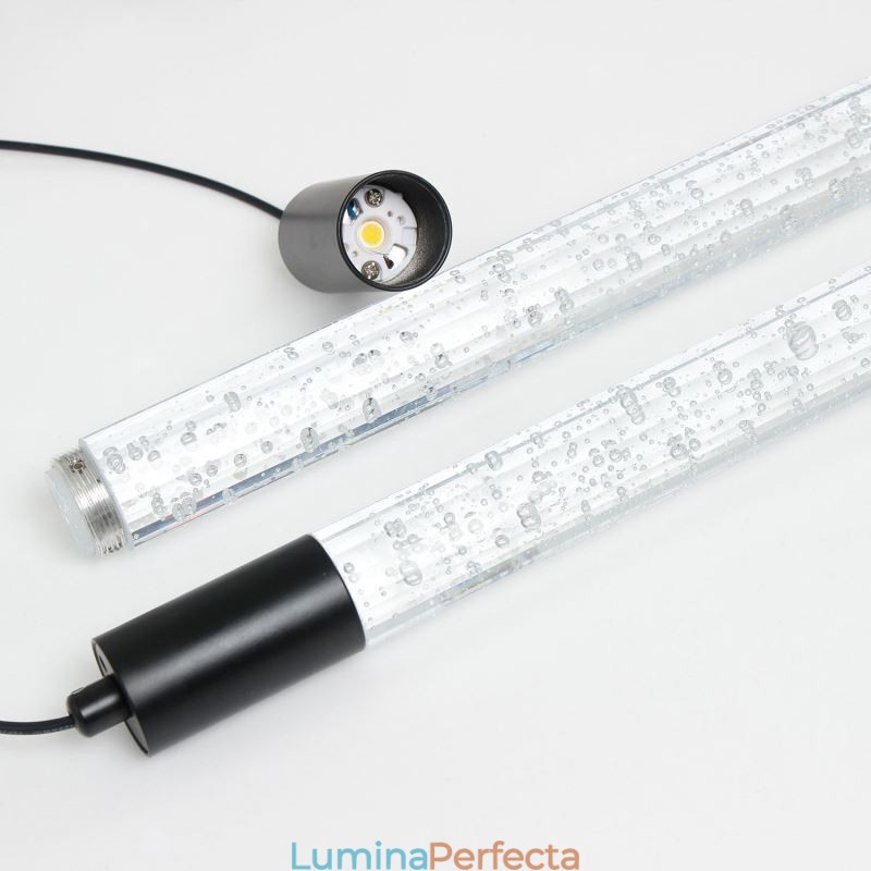 Plafoniera cu coloană de cristal neagră
