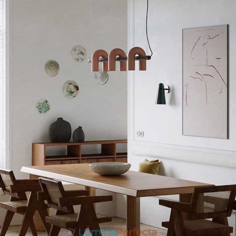 Plafoniera din fier forjat in forma de U Pendanta 90 abajur rotativa