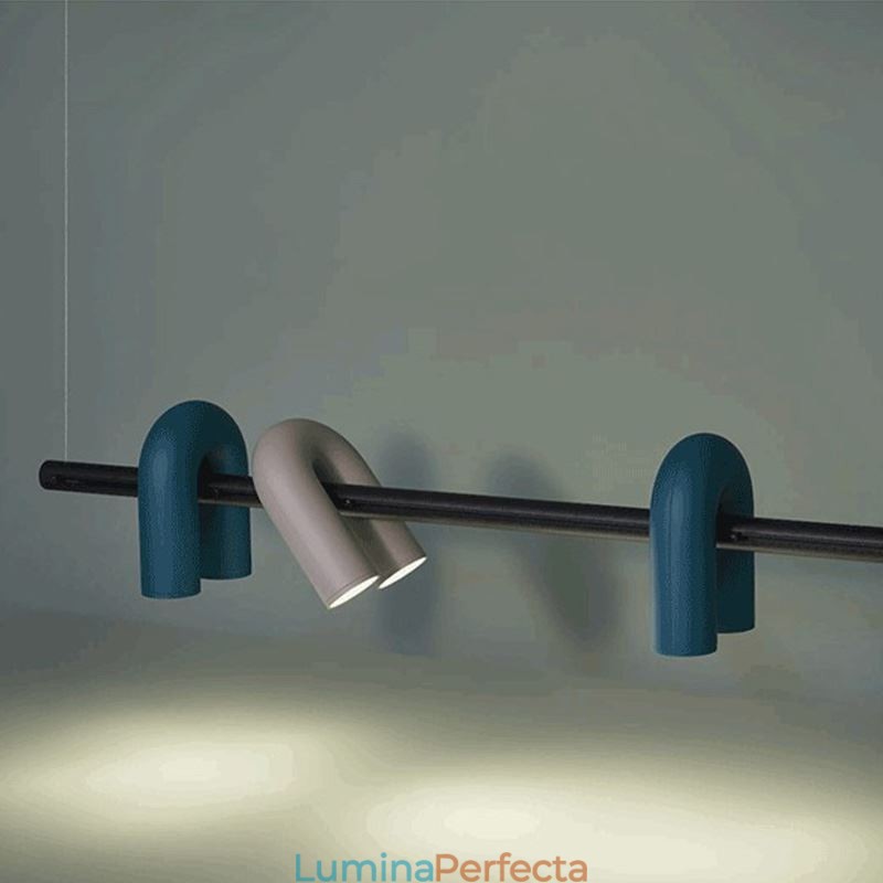 Plafoniera din fier forjat in forma de U Pendanta 90 abajur rotativa