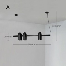 Plafoniera din fier forjat in forma de U Pendanta 90 abajur rotativa