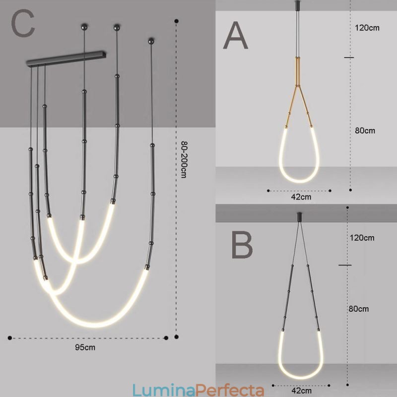 Lampă suspendată Creative Line Bamboo Plafoniera Negru Aur