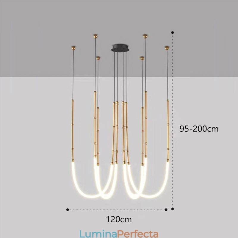 Plafoniera Creative Line Bamboo Suspendare Negru Aur