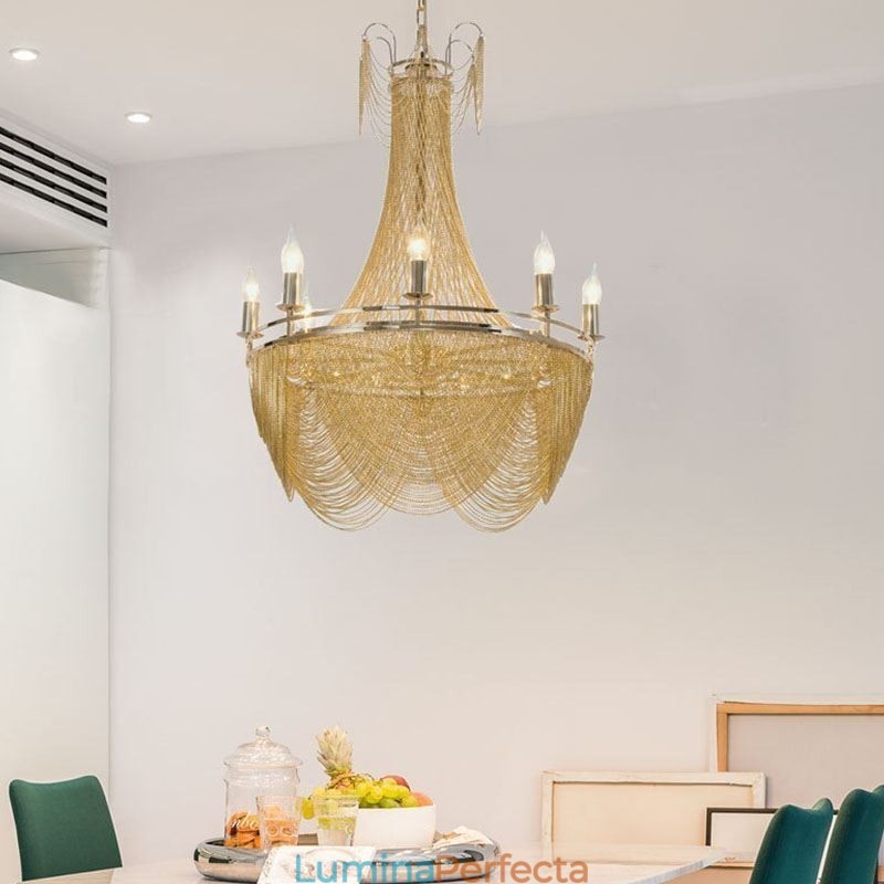 Lampă suspendată cu lanț din aluminiu Lumină creativă Cioc de lux Lumină decorativă Aur Argintiu