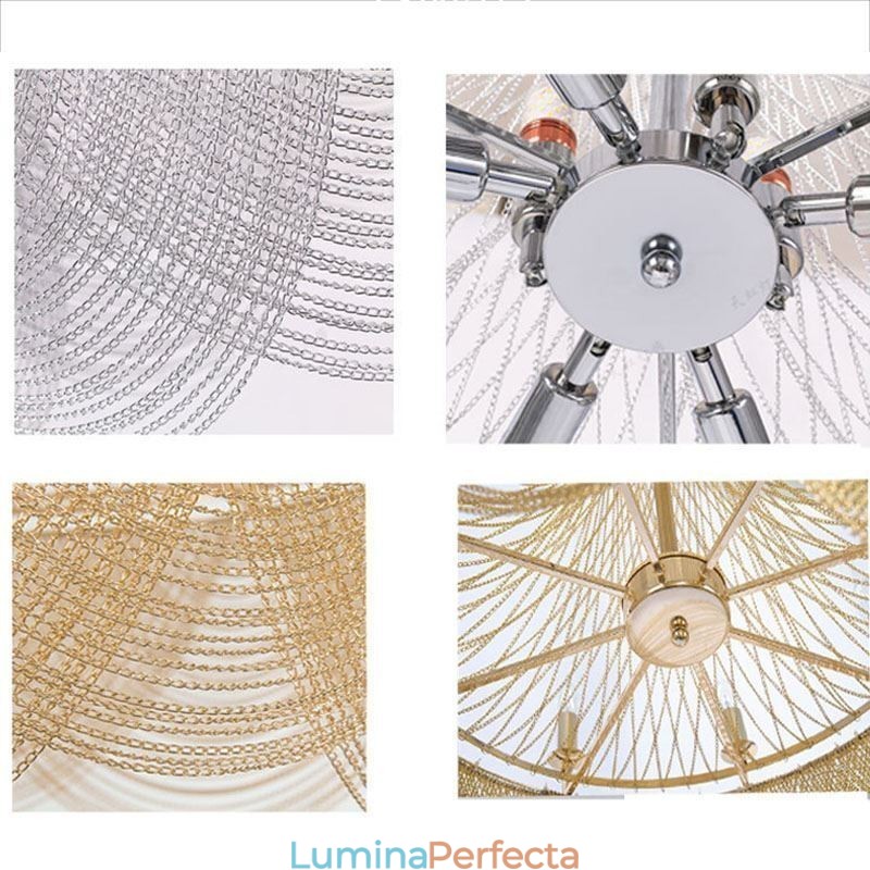 Lampă suspendată cu lanț din aluminiu Lumină creativă Cioc de lux Lumină decorativă Aur Argintiu