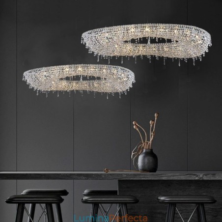 Plafoniera ovală de lux modernă de cristal Plafoniera ovală de lux modernă de cristal