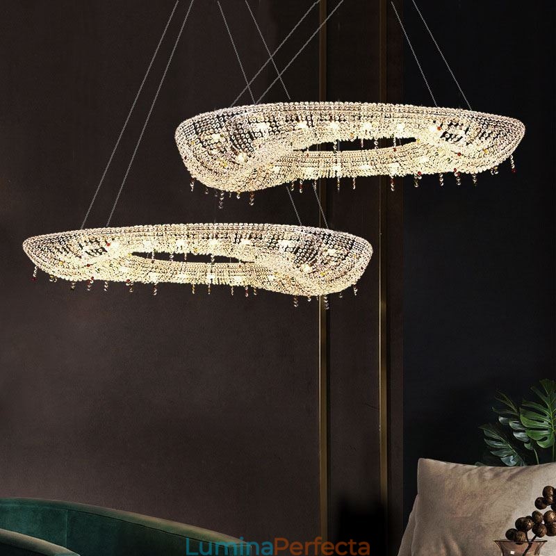 Plafoniera ovală de lux modernă de cristal