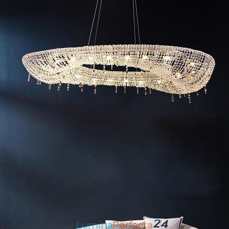 Plafoniera ovală de lux modernă de cristal