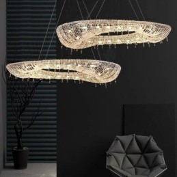 Plafoniera ovală de lux modernă de cristal