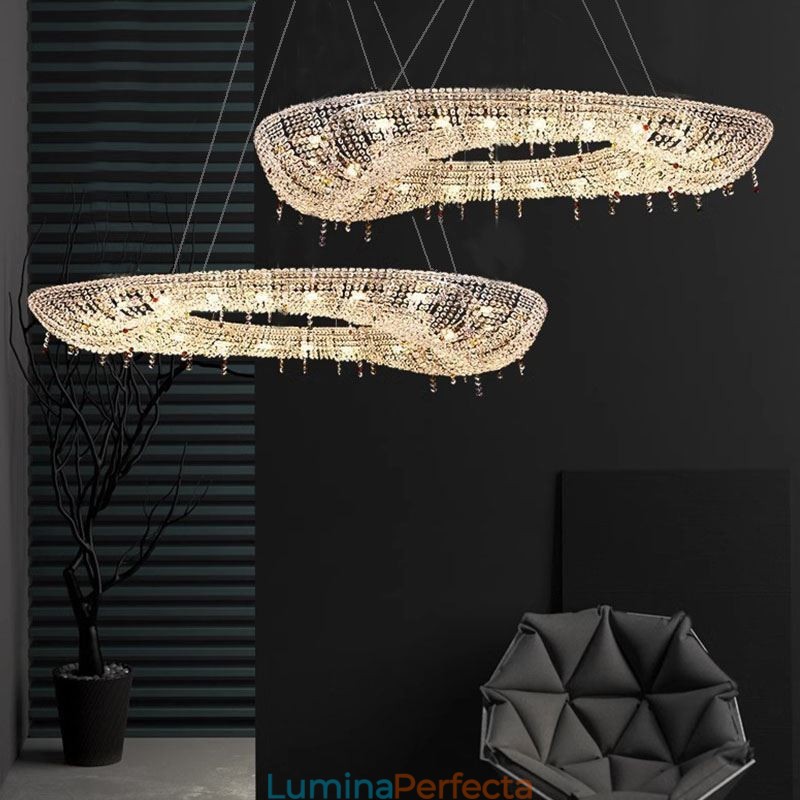Plafoniera ovală de lux modernă de cristal