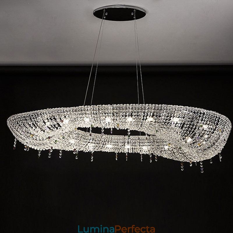 Plafoniera ovală de lux modernă de cristal