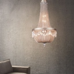 Plafoniera cu pandantiv cu ciucuri, retro american duplex, din aluminiu
