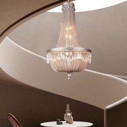 Plafoniera cu pandantiv cu ciucuri, retro american duplex, din aluminiu
