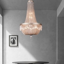 Plafoniera cu pandantiv cu ciucuri, retro american duplex, din aluminiu