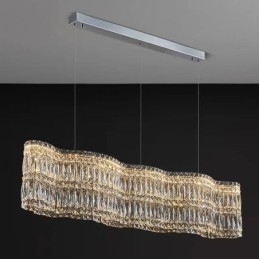 Lampă lungă cu pandantiv din cristal. Plafoniera cu decorare de lux