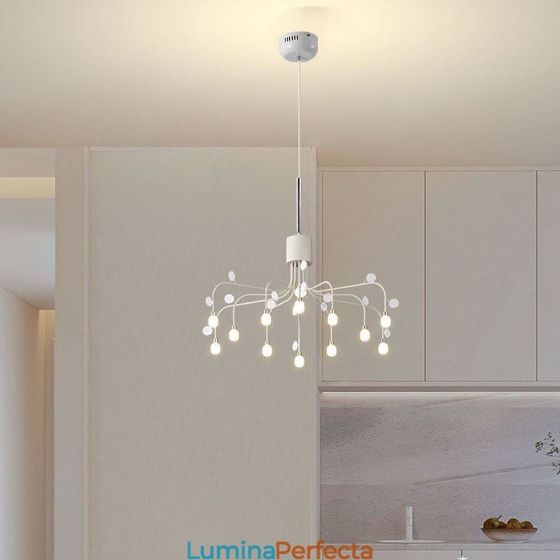 Plafoniera Nordic Creative Alb Natural Natural 14 Lumini