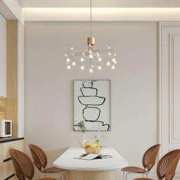 Plafoniera Nordic Creative Alb Natural Natural 14 Lumini