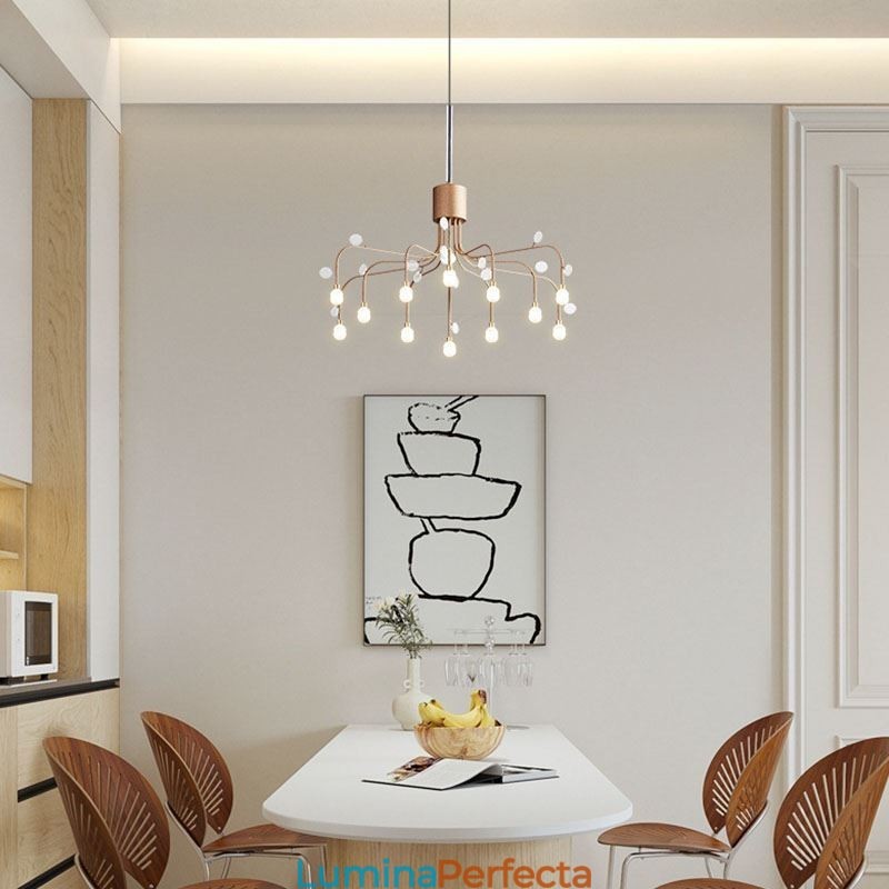 Plafoniera Nordic Creative Alb Natural Natural 14 Lumini