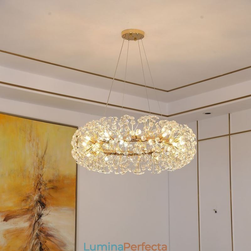 Plafoniera circulară, modernă, minimalistă, din fier forjat, cu flori de soare