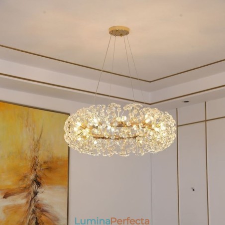 Plafoniera circulară, modernă, minimalistă, din fier forjat, cu flori de soare Plafoniera circulară, modernă, minimalistă, din fier forjat, cu flori de soare