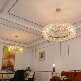 Plafoniera circulară, modernă, minimalistă, din fier forjat, cu flori de soare