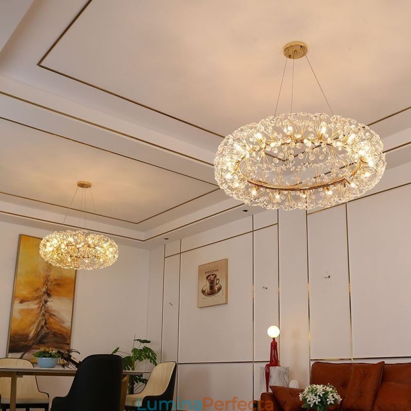 Plafoniera circulară, modernă, minimalistă, din fier forjat, cu flori de soare