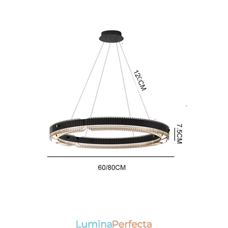 Lampă suspendată Circle 60 80CM Plafoniera din sticlă, reglabilă fără trepte, cu telecomandă