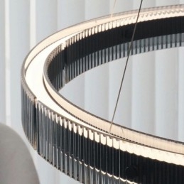 Lampă suspendată 60+80CM Plafoniera din sticlă cerc dublu, reglabilă fără trepte, cu telecomandă