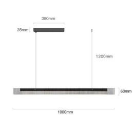 Plafoniera din sticlă de 100 cm, reglabilă în trepte, cu telecomandă