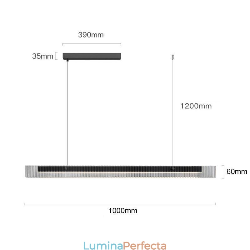 Plafoniera din sticlă de 100 cm, reglabilă în trepte, cu telecomandă