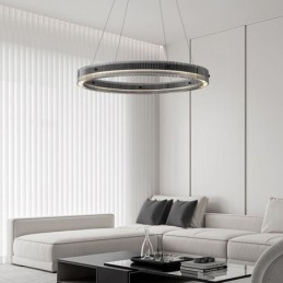 Lampă suspendată din sticlă 60 80 cm Plafoniera circulară reglabilă fără trepte cu telecomandă