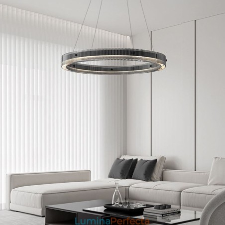 Lampă suspendată din sticlă 60 80 cm Plafoniera circulară reglabilă fără trepte cu telecomandă Lampă suspendată din sticlă 60 80 cm Plafoniera circulară reglabilă fără trepte cu telecomandă