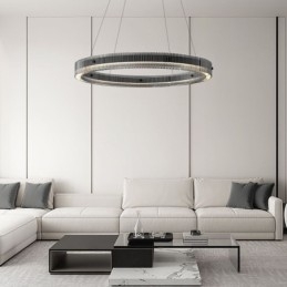 Lampă suspendată din sticlă 60 80 cm Plafoniera circulară reglabilă fără trepte cu telecomandă