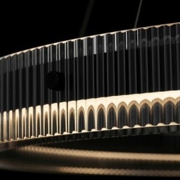 Lampă suspendată din sticlă 60 80 cm Plafoniera circulară reglabilă fără trepte cu telecomandă