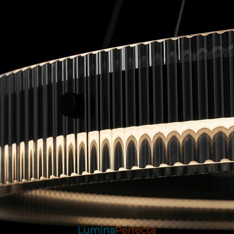 Lampă suspendată din sticlă 60 80 cm Plafoniera circulară reglabilă fără trepte cu telecomandă