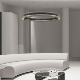 Lampă suspendată din sticlă 60 80 cm Plafoniera circulară reglabilă fără trepte cu telecomandă