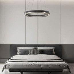 Lampă suspendată din sticlă 60 80 cm Plafoniera circulară reglabilă fără trepte cu telecomandă