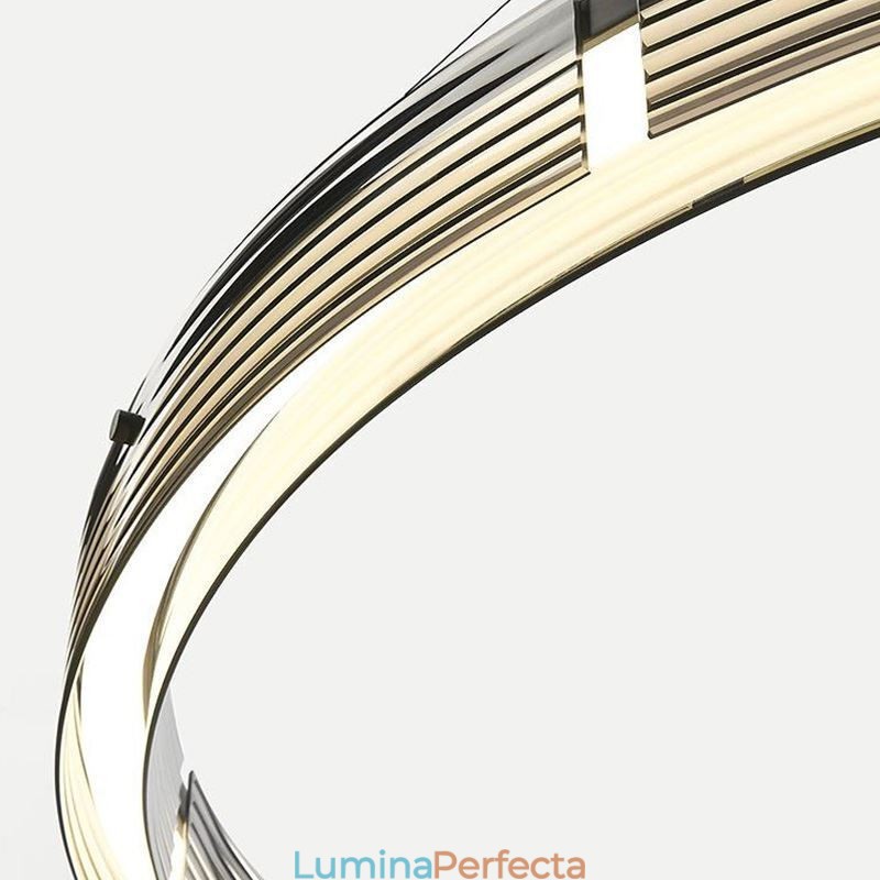 Plafoniera din sticlă 60+80CM Decor cerc dublu cerc suspendat Dimmare tricromatică