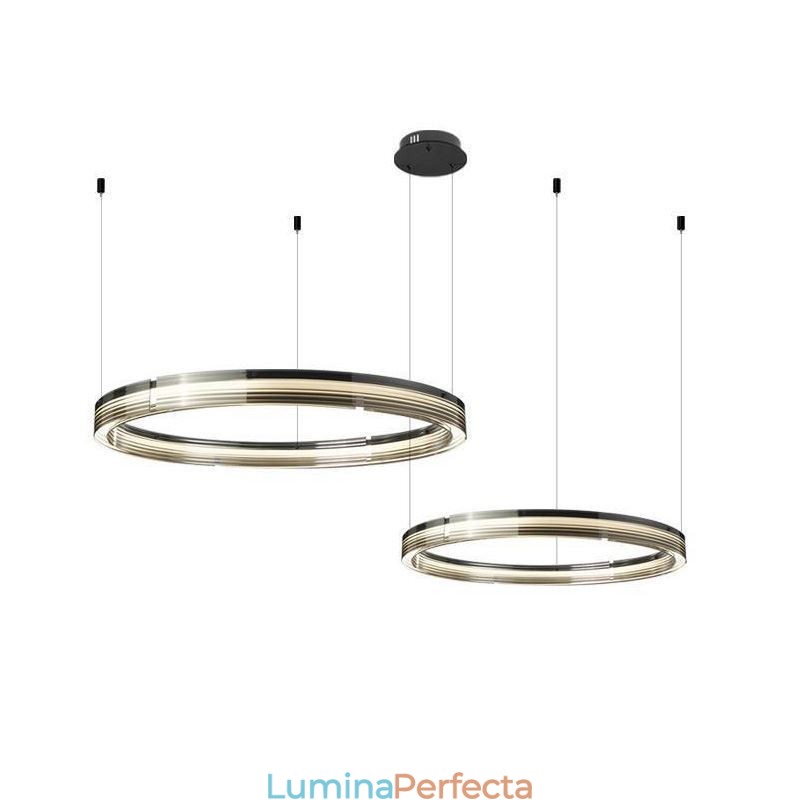 Plafoniera din sticlă 60+80CM Decor cerc dublu cerc suspendat Dimmare tricromatică